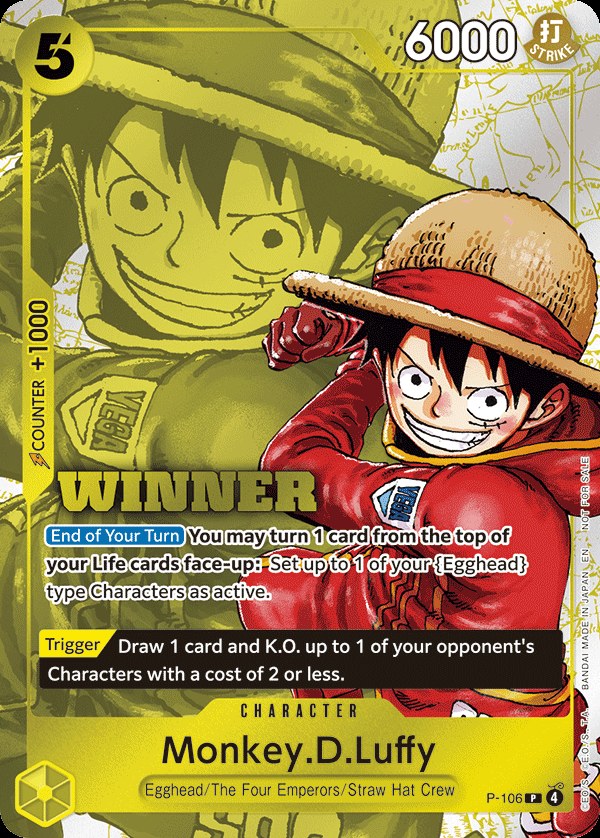 Monkey D. Luffy P-106, the P printing from P of the One Piece Card Game