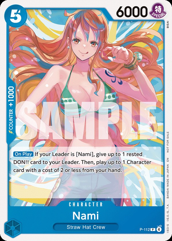 Nami P-112, the P printing from P of the One Piece Card Game