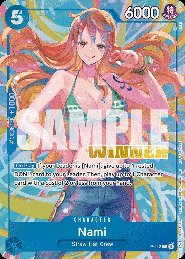 Nami P-112, the P printing from P of the One Piece Card Game