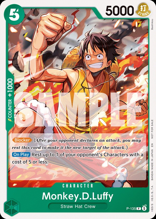 Monkey D. Luffy P-135, the P printing from P of the One Piece Card Game