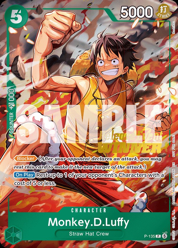 Monkey D. Luffy P-135, the P printing from P of the One Piece Card Game