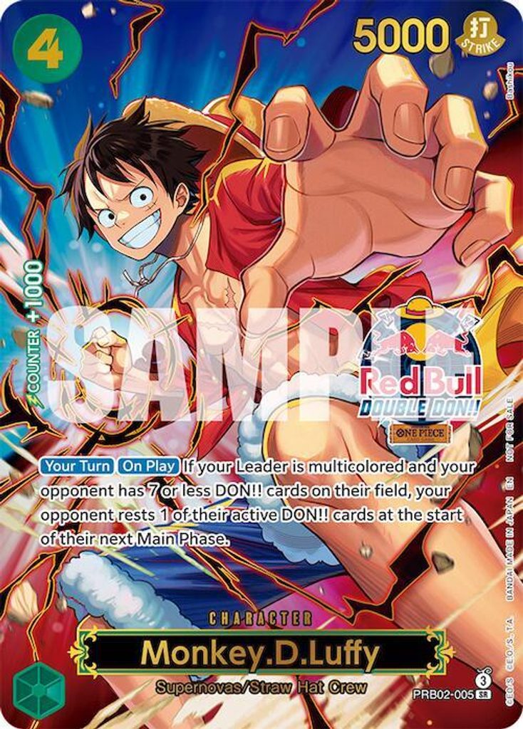 Monkey.D.Luffy PRB02-005, the SR printing from PRB-02 of the One Piece Card Game