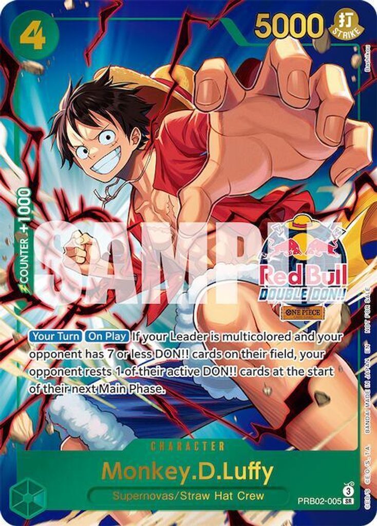 Monkey.D.Luffy PRB02-005, the SR printing from PRB-02 of the One Piece Card Game