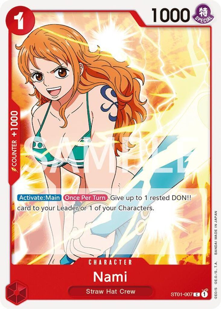 Nami ST01-007, the C printing from ST-01 of the One Piece Card Game