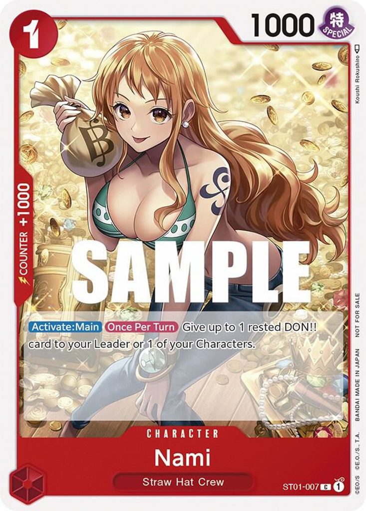 Nami ST01-007, the C printing from ST-01 of the One Piece Card Game