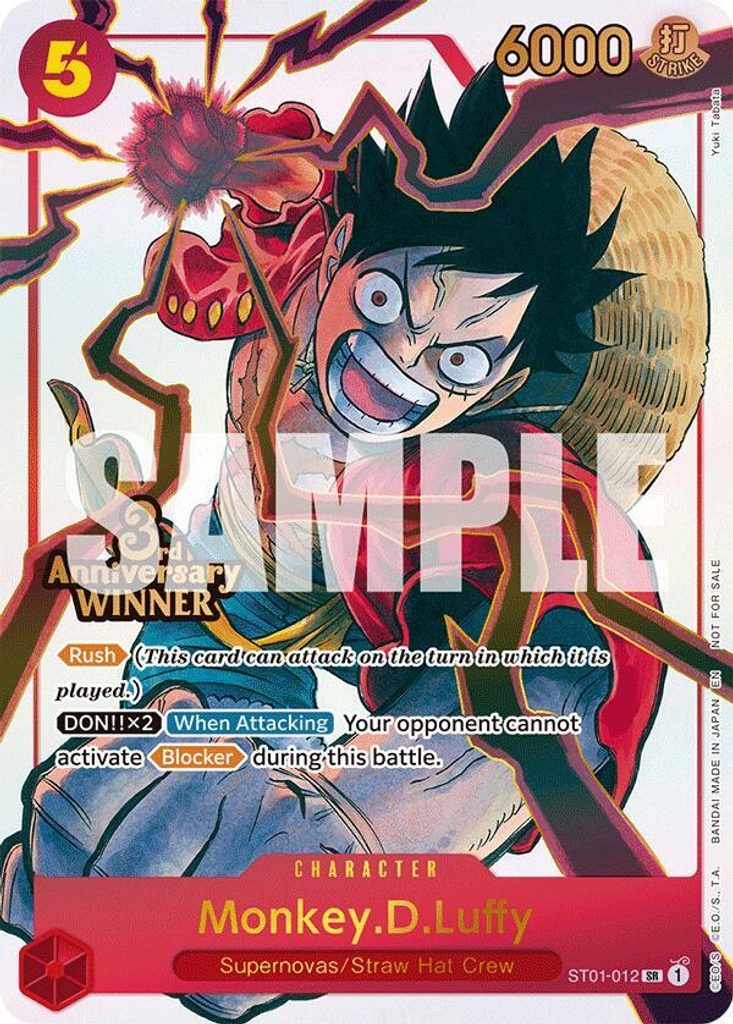 Monkey.D.Luffy ST01-012, the SR printing from ST-01 of the One Piece Card Game