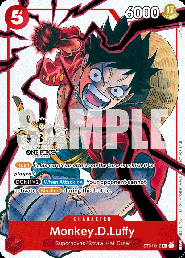 Monkey D. Luffy ST01-012, the SR printing from ST-01 of the One Piece Card Game