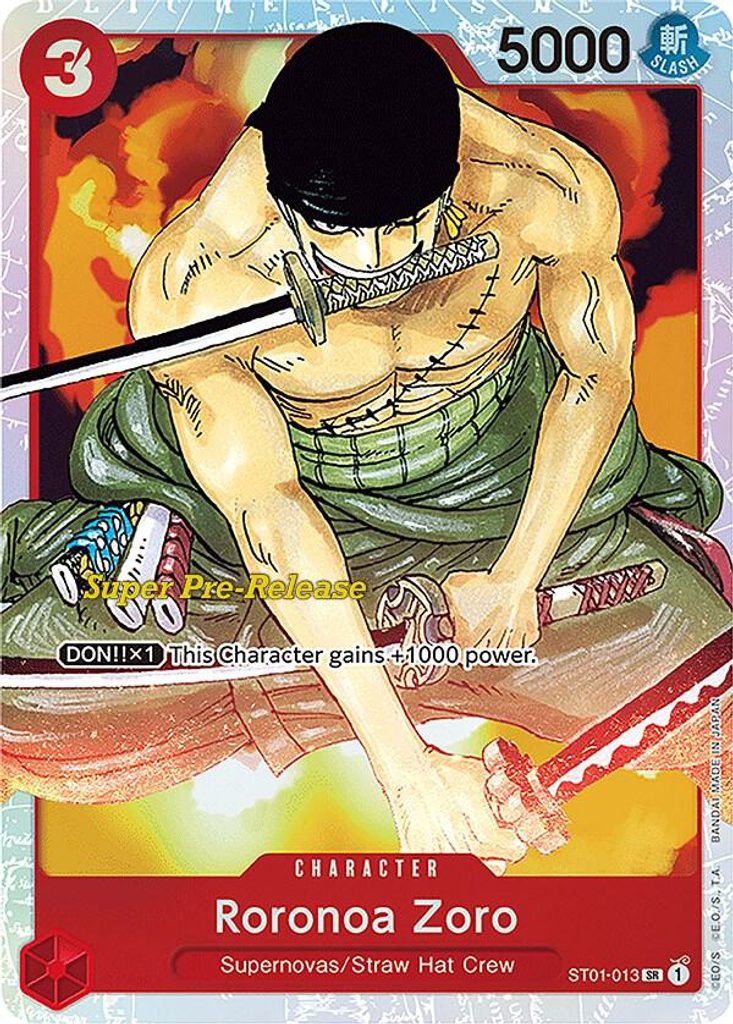 Roronoa Zoro ST01-013, the SR printing from ST-01 of the One Piece Card Game