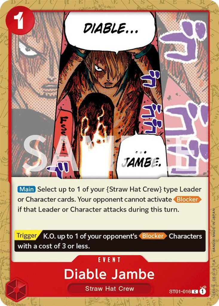 Diable Jambe ST01-016, the C printing from ST-01 of the One Piece Card Game