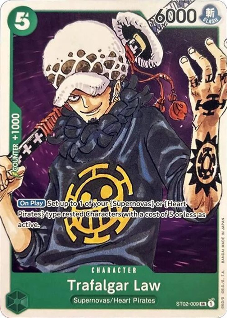 Trafalgar Law ST02-009, the SR printing from ST-02 of the One Piece Card Game