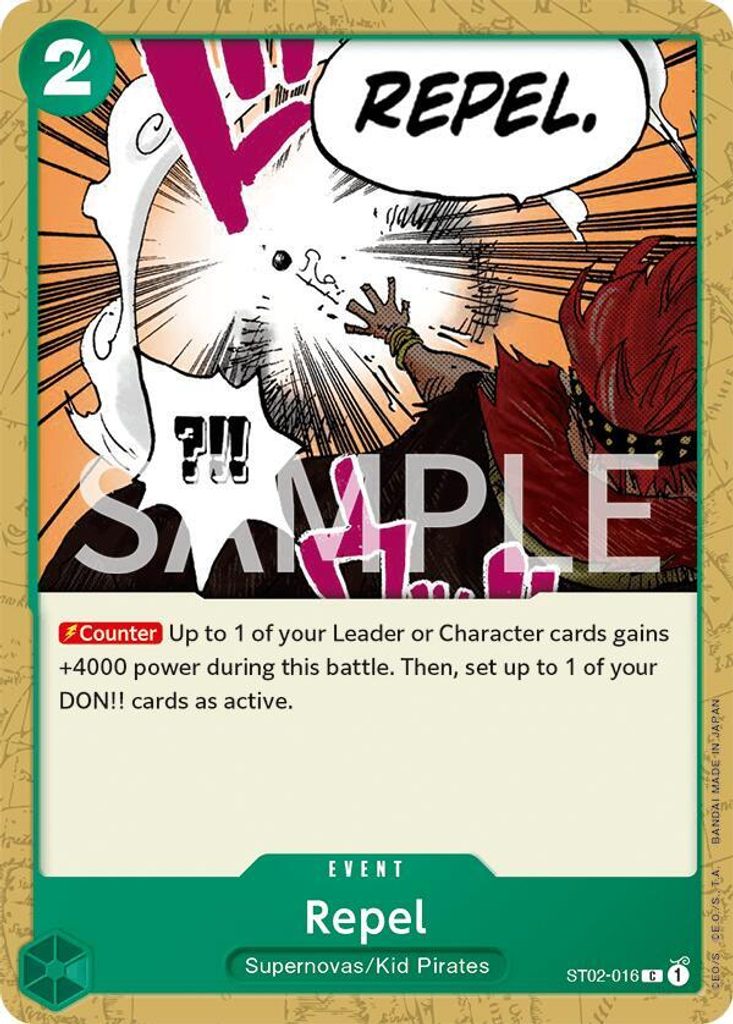 Repel ST02-016, the C printing from ST-02 of the One Piece Card Game
