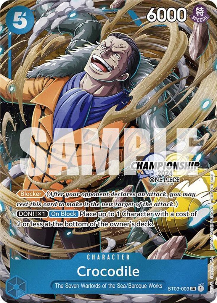 Crocodile ST03-003, the SR printing from ST-03 of the One Piece Card Game