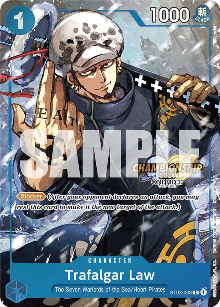 Trafalgar Law ST03-008, the C printing from ST-03 of the One Piece Card Game
