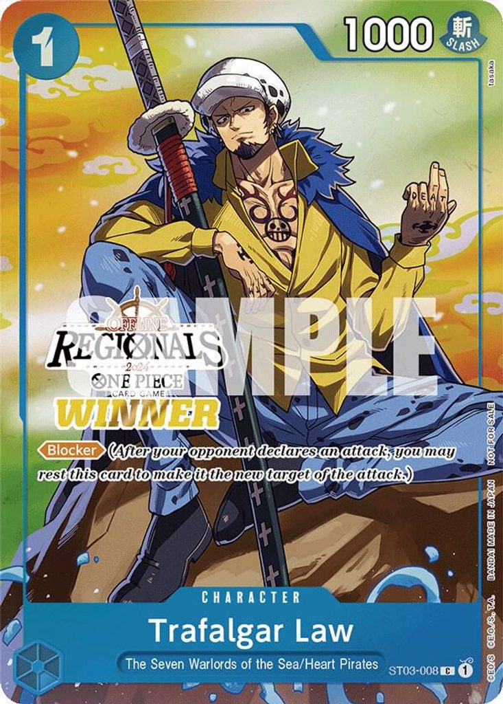 Trafalgar Law ST03-008, the C printing from ST-03 of the One Piece Card Game