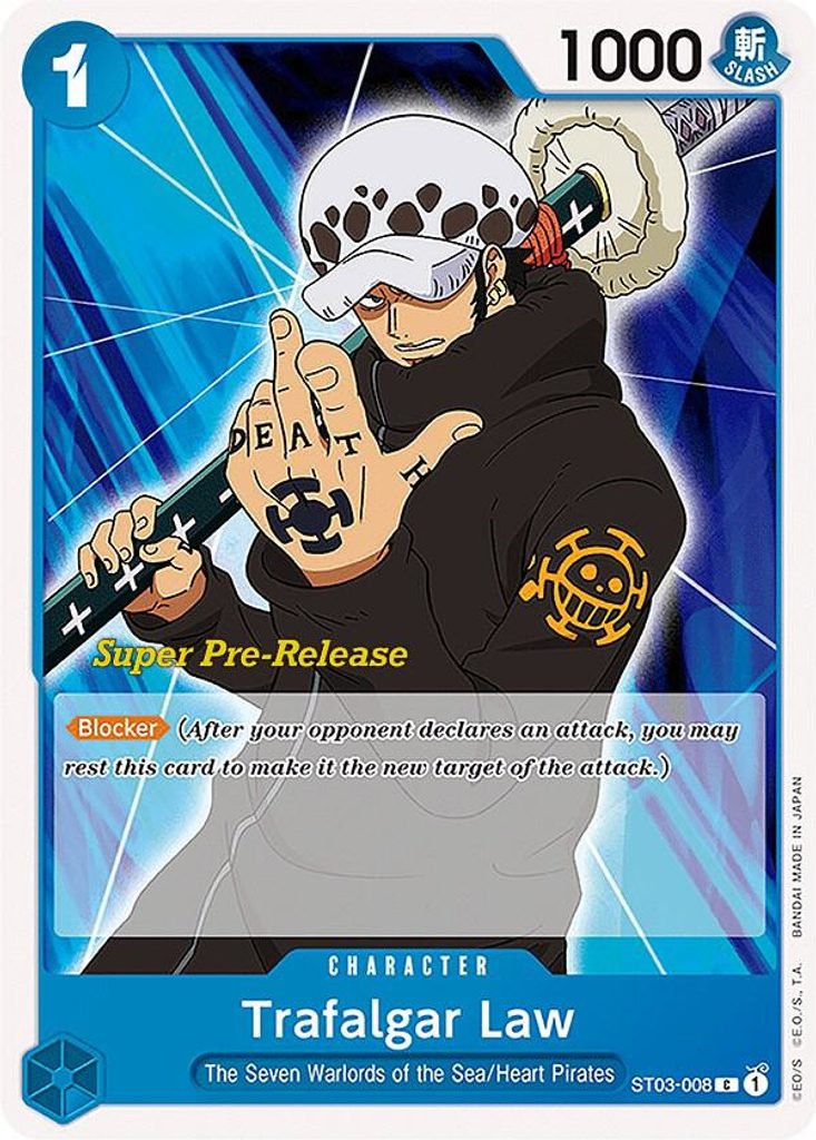 Trafalgar Law ST03-008, the C printing from ST-03 of the One Piece Card Game