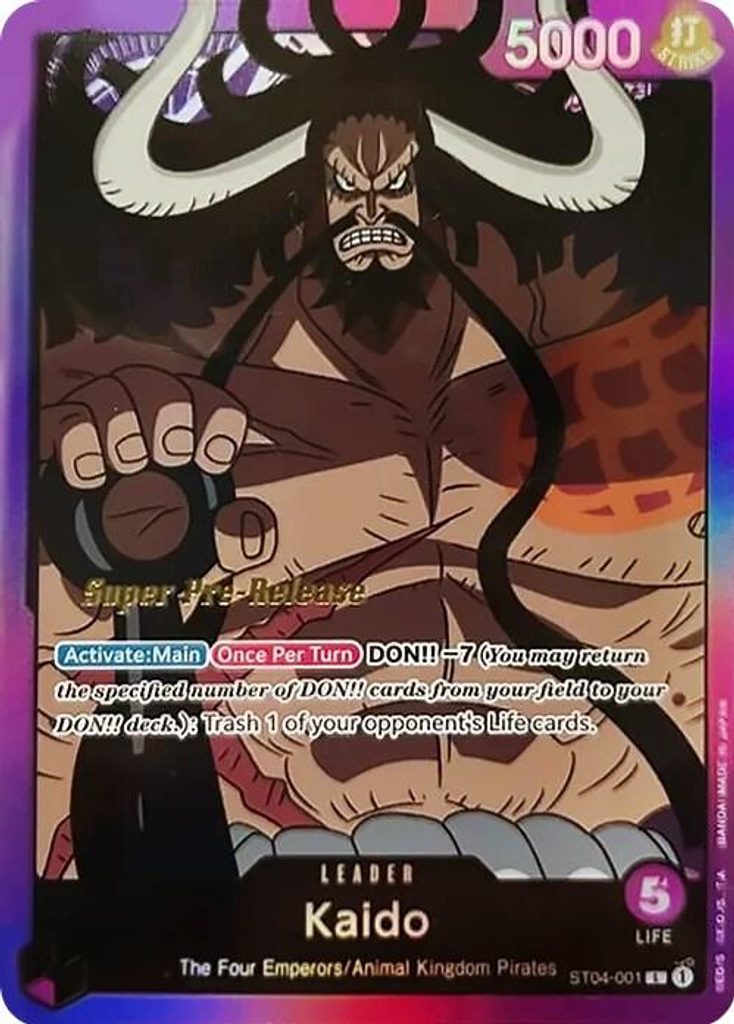 Kaido ST04-001, the L printing from ST-04 of the One Piece Card Game