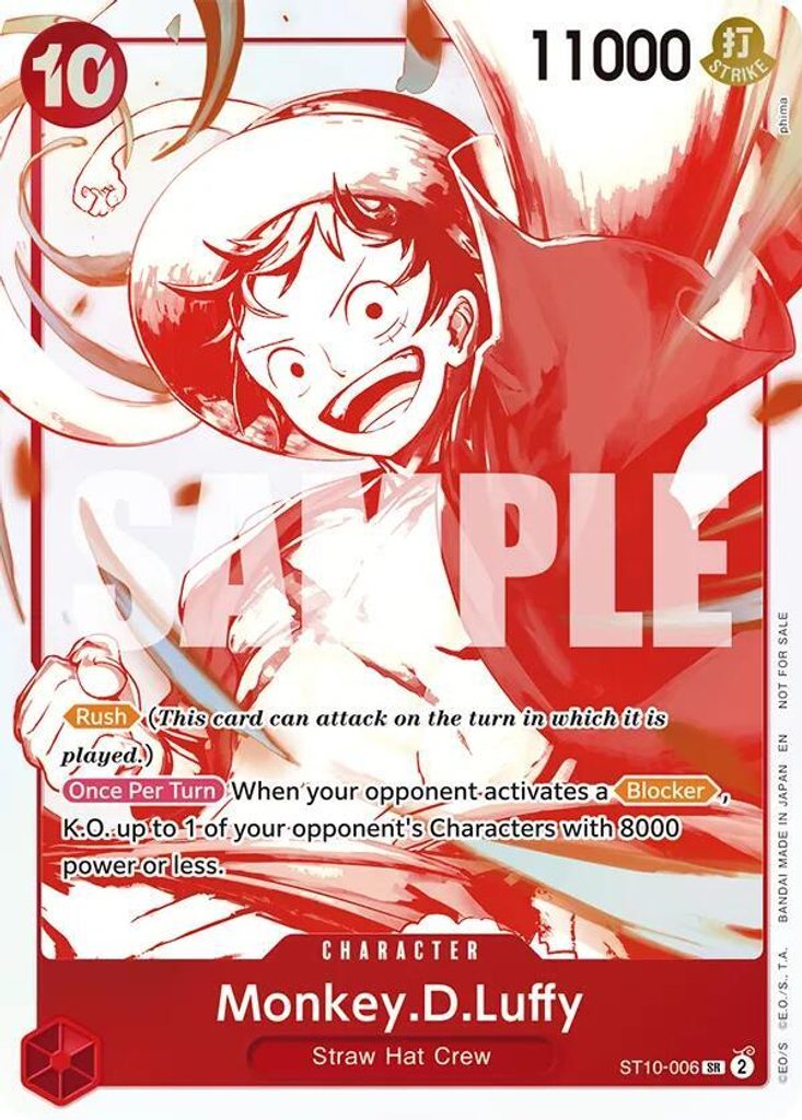 Monkey.D.Luffy ST10-006, the SR printing from ST-10 of the One Piece Card Game