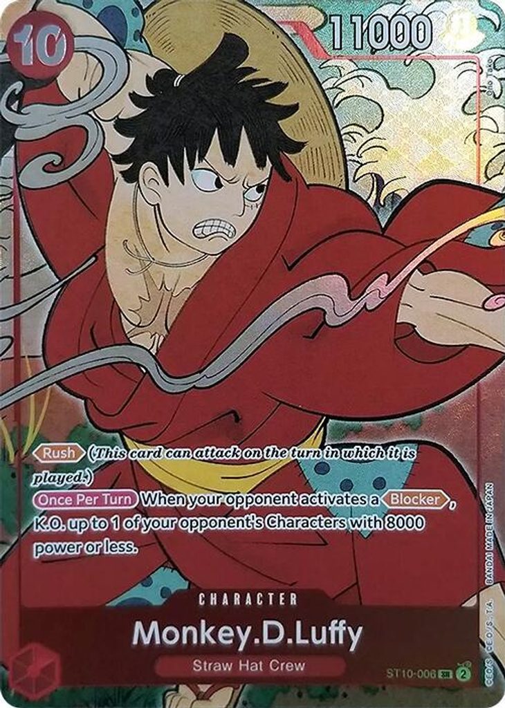 Monkey.D.Luffy ST10-006, the SR printing from ST-10 of the One Piece Card Game