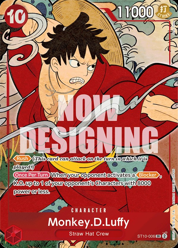 Monkey.D.Luffy ST10-006, the SR printing from ST-10 of the One Piece Card Game