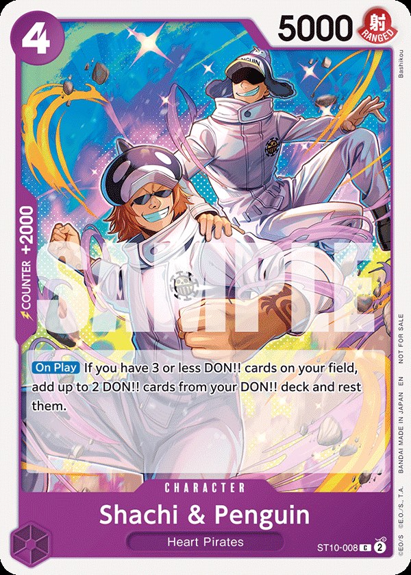 Shachi & Penguin ST10-008, the C printing from ST-10 of the One Piece Card Game