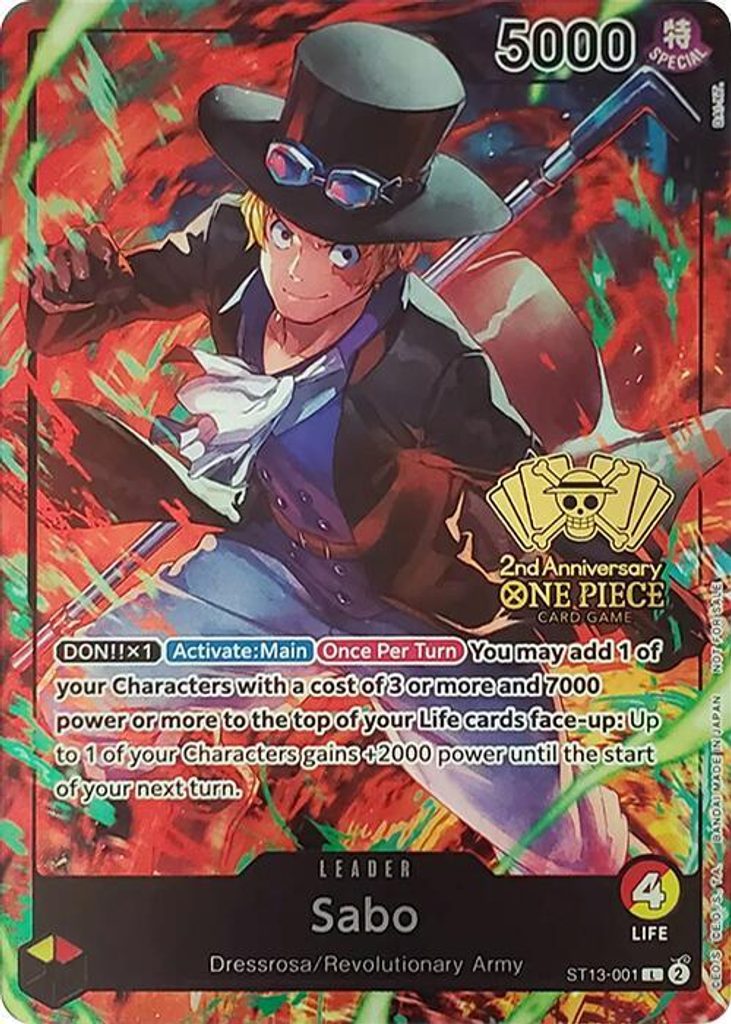 Sabo ST13-001, the L printing from ST-13 of the One Piece Card Game