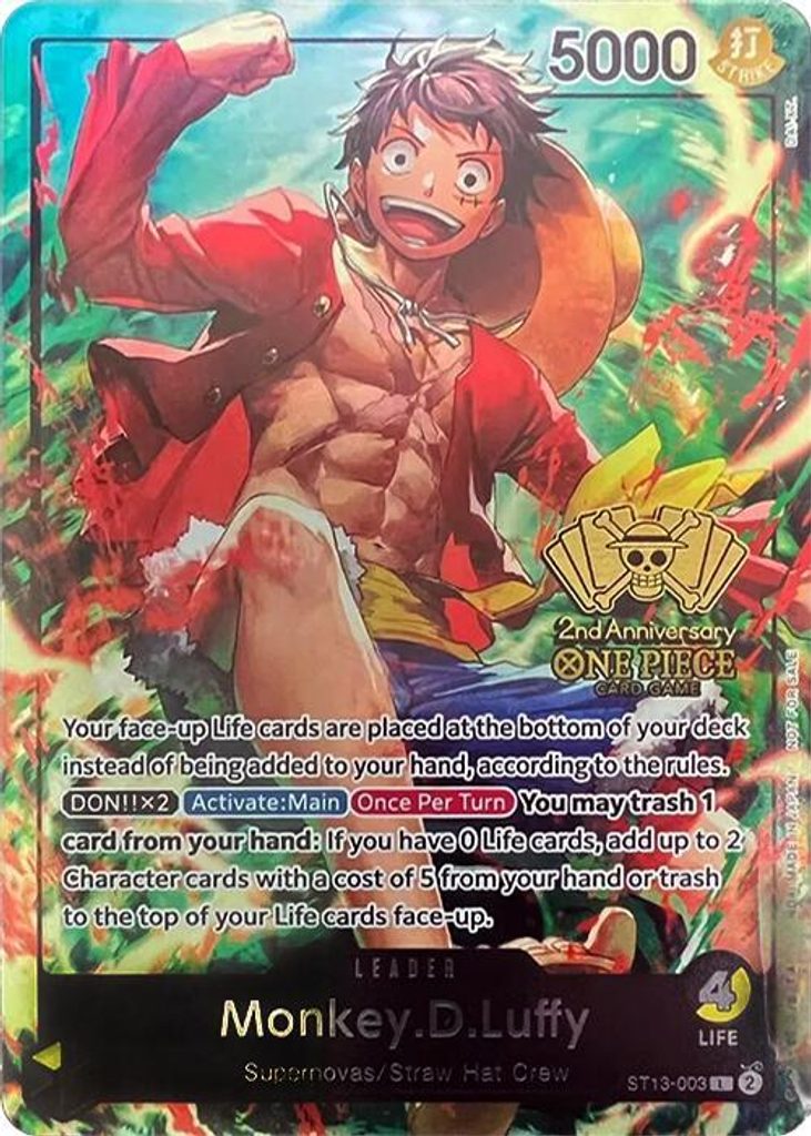 Monkey.D.Luffy ST13-003, the L printing from ST-13 of the One Piece Card Game