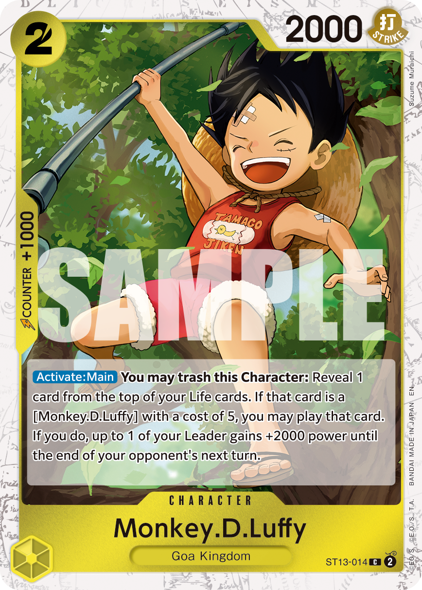 Monkey D. Luffy ST13-014, the C printing from ST-13 of the One Piece Card Game