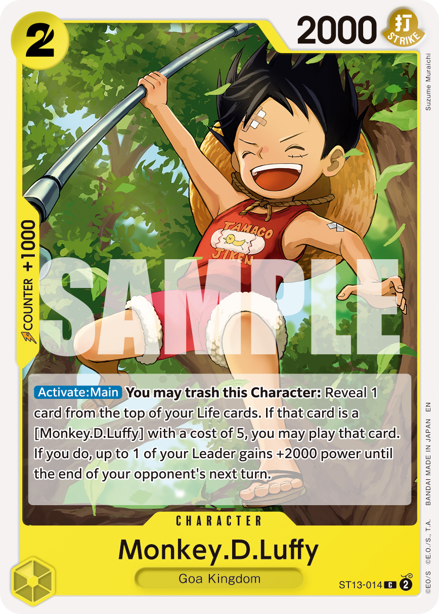 Monkey D. Luffy ST13-014, the C printing from ST-13 of the One Piece Card Game