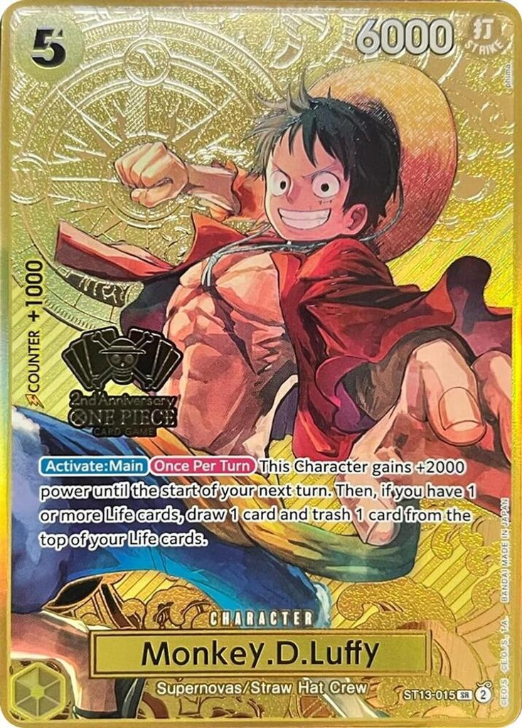 Monkey.D.Luffy ST13-015, the SR printing from ST-13 of the One Piece Card Game