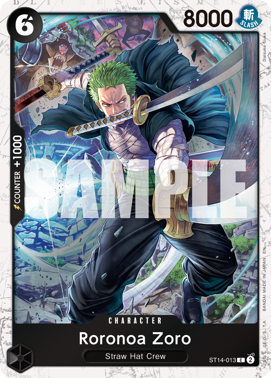Roronoa Zoro - ST14-013 ST14-013, the C printing from ST-14 of the One Piece Card Game