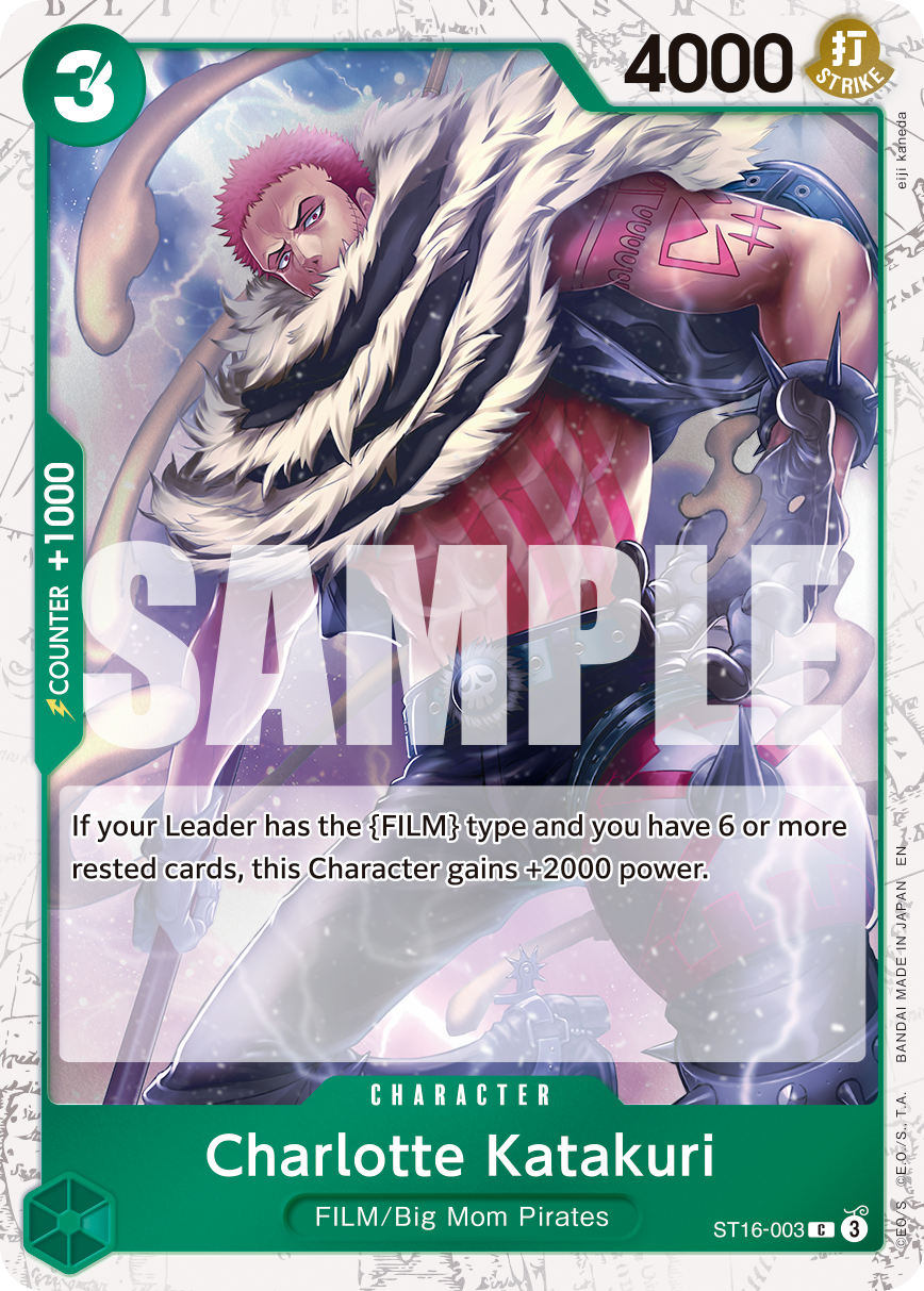 Charlotte Katakuri ST16-003, the C printing from ST-16 of the One Piece Card Game