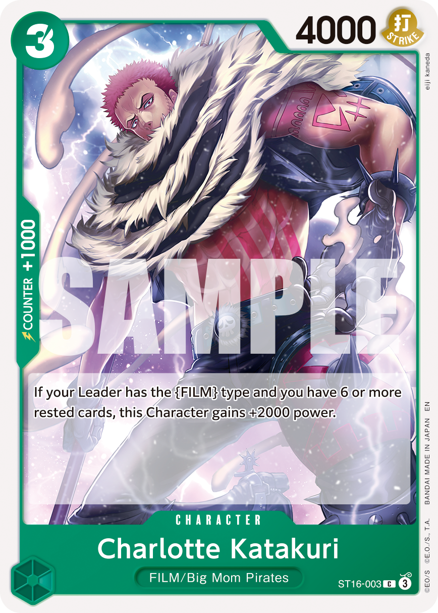 Charlotte Katakuri ST16-003, the C printing from ST-16 of the One Piece Card Game