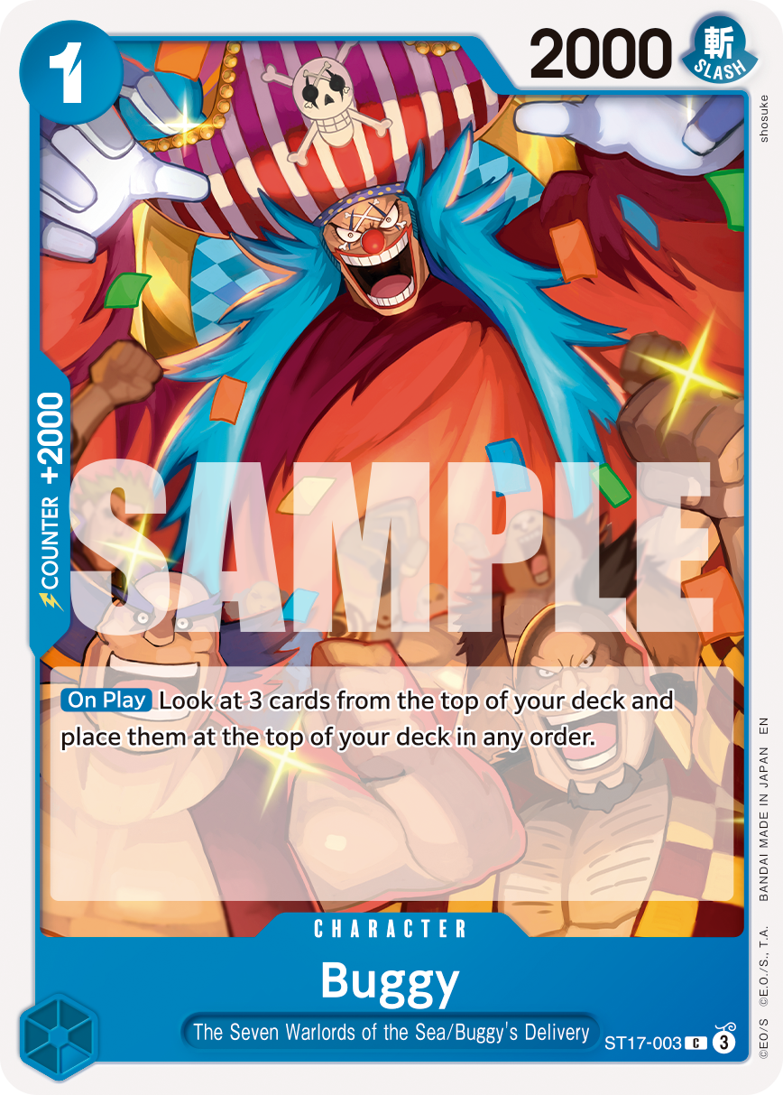 Buggy - ST17-003 ST17-003, the C printing from ST-17 of the One Piece Card Game