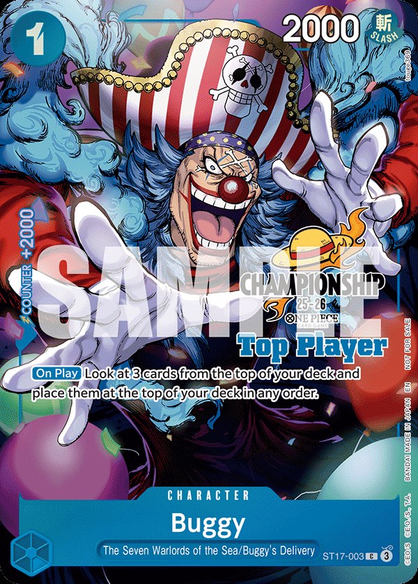 Buggy ST17-003, the C printing from ST-17 of the One Piece Card Game