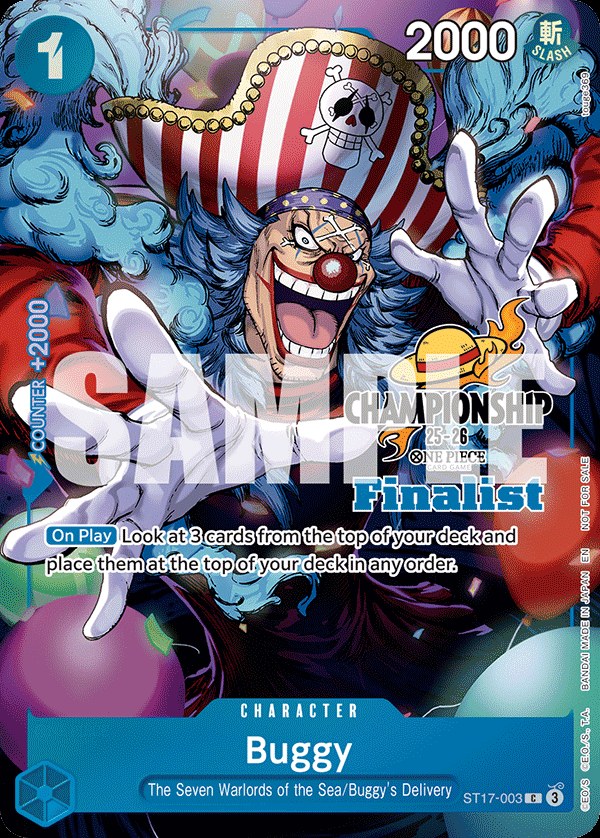 Buggy ST17-003, the C printing from ST-17 of the One Piece Card Game