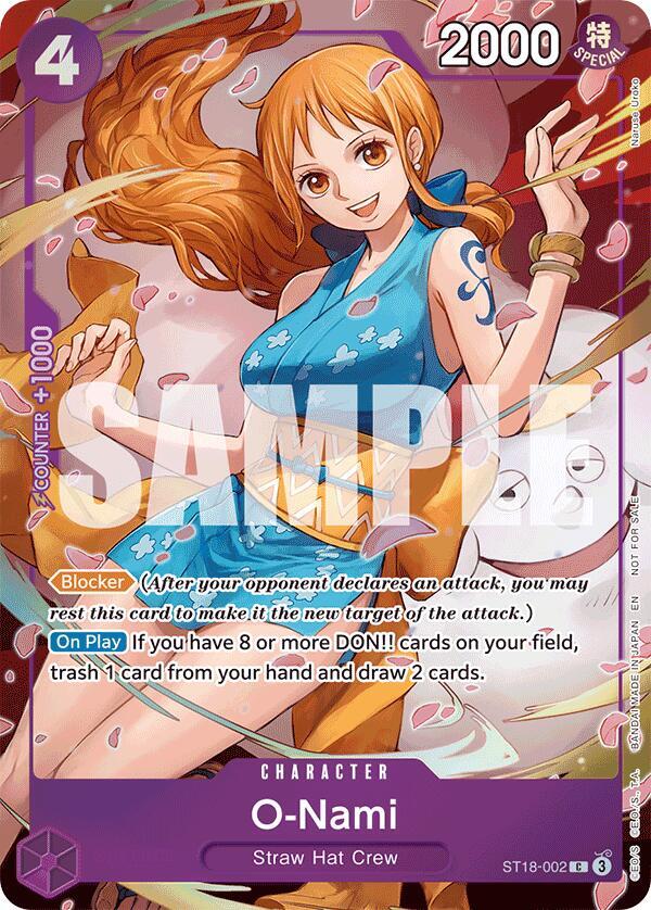 O-Nami - ST18-002 ST18-002, the C printing from ST-18 of the One Piece Card Game