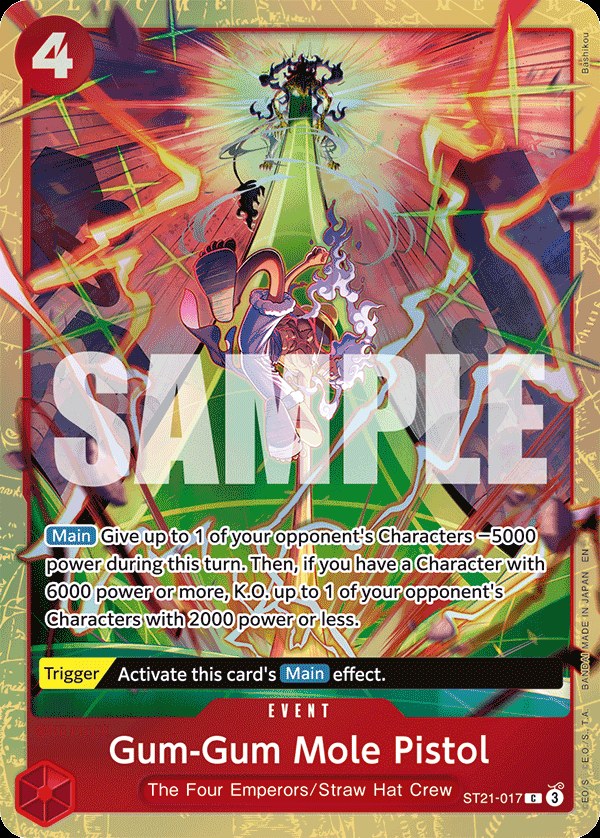 Gum-Gum Mole Pistol ST21-017, the C printing from ST-21 of the One Piece Card Game