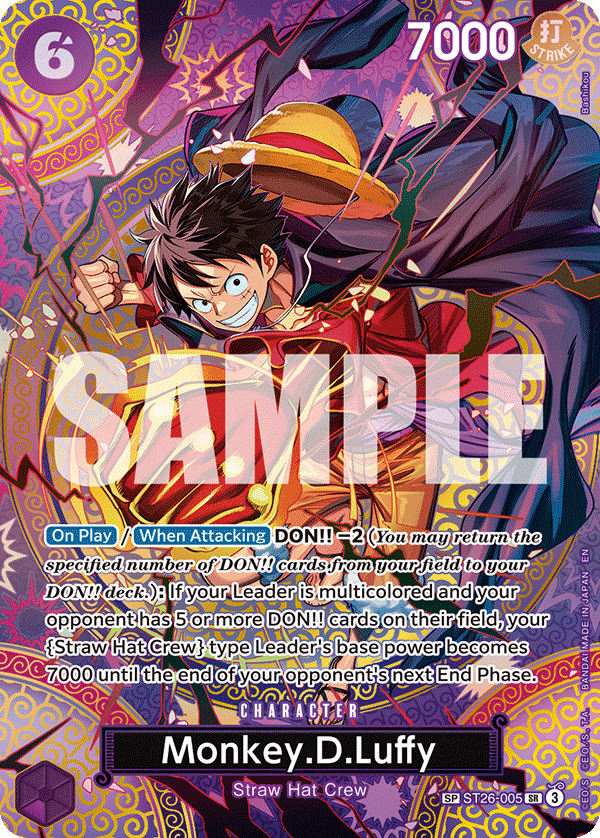 Monkey D. Luffy ST26-005, the SR printing from ST-26 of the One Piece Card Game