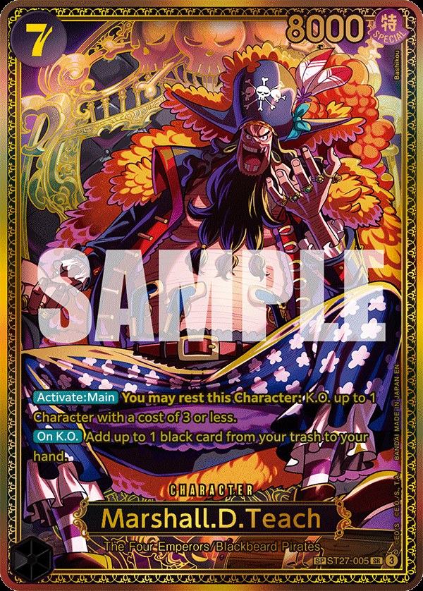 Marshall.D.Teach (ST27-005) ST27-005, the SR printing from ST-27 of the One Piece Card Game