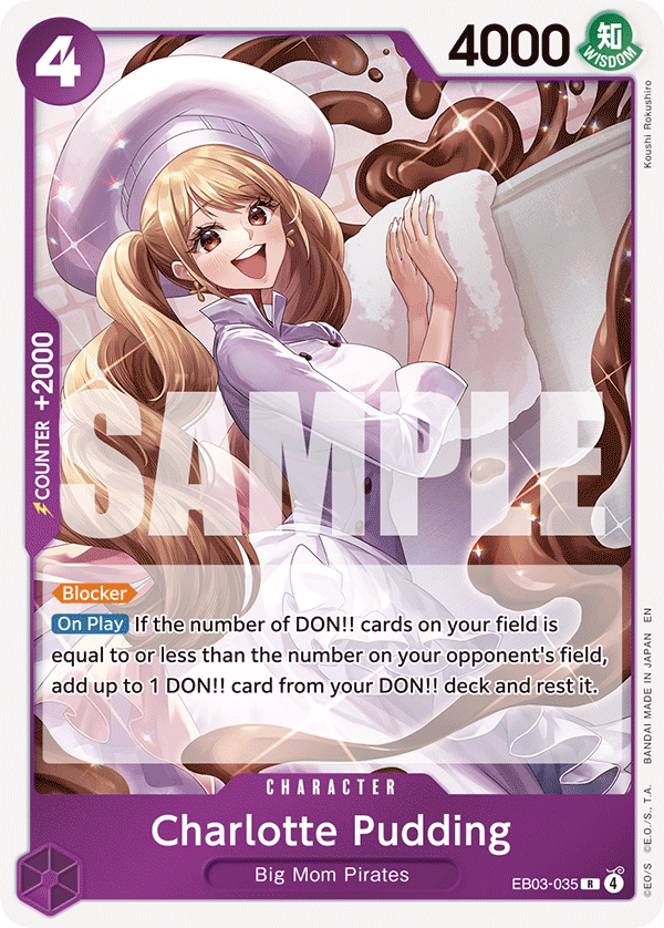 Charlotte Pudding EB03-035, the R printing from EB-03 of the One Piece Card Game