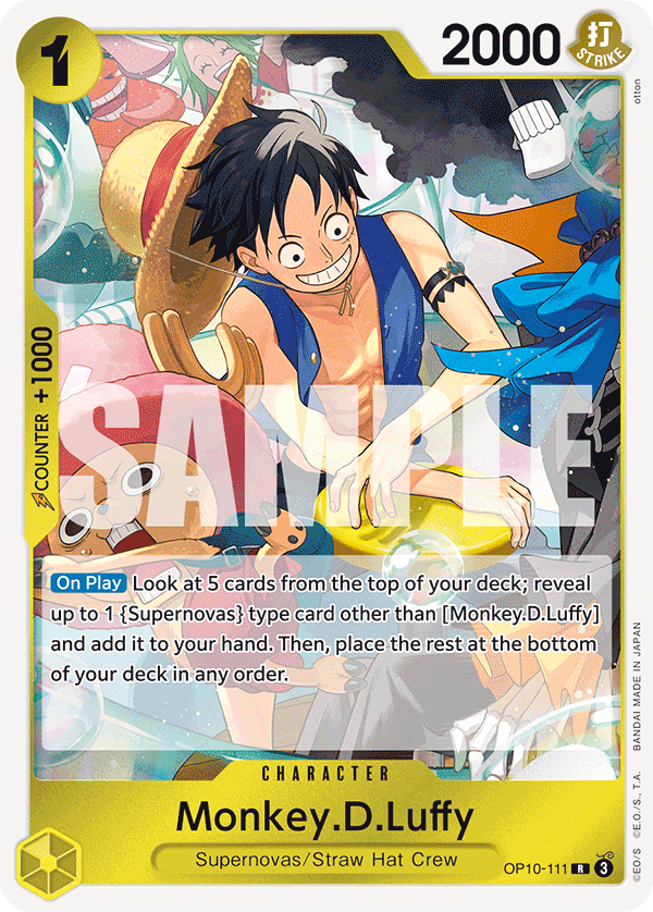 Monkey D. Luffy OP10-111, the R printing from OP-10 of the One Piece Card Game