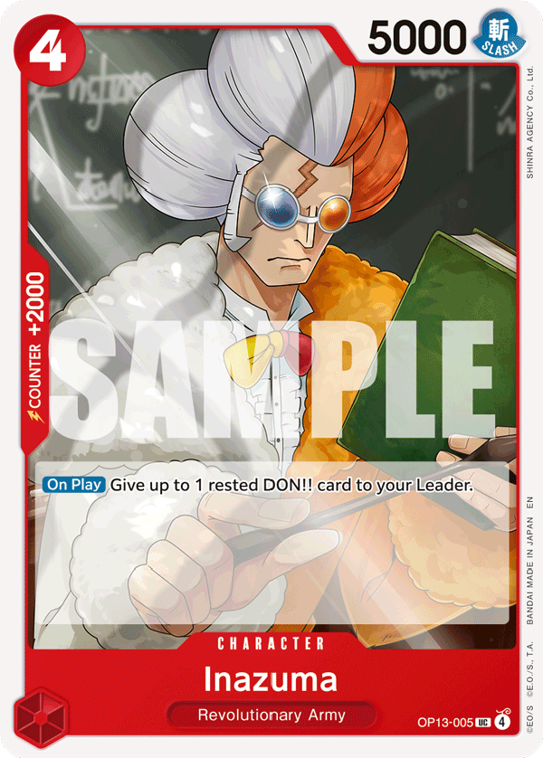 Inazuma OP13-005, the UC printing from OP-13 of the One Piece Card Game