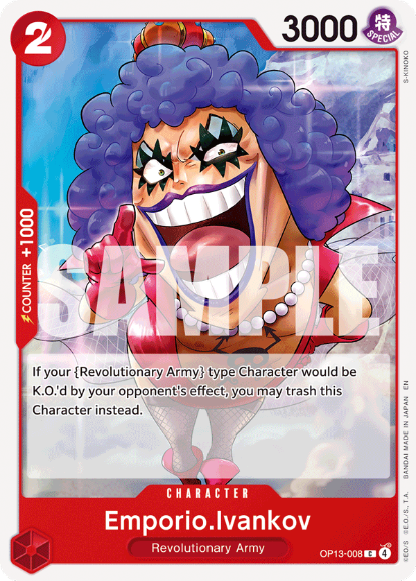 Emporio.Ivankov OP13-008, the C printing from OP-13 of the One Piece Card Game