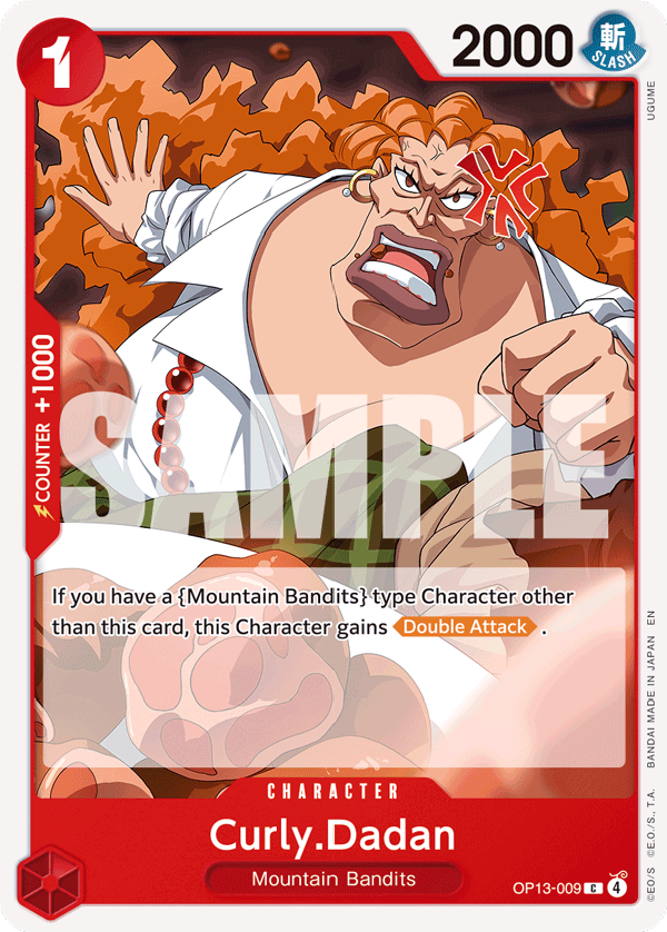 Curly.Dadan OP13-009, the C printing from OP-13 of the One Piece Card Game
