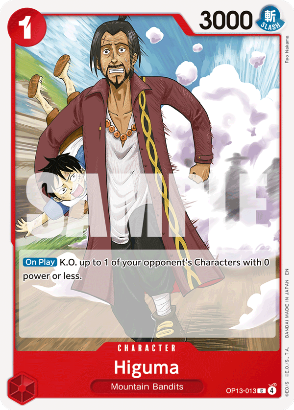 Higuma OP13-013, the C printing from OP-13 of the One Piece Card Game