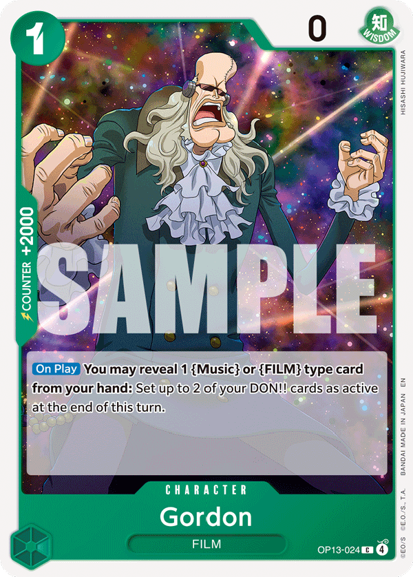 Gordon OP13-024, the C printing from OP-13 of the One Piece Card Game