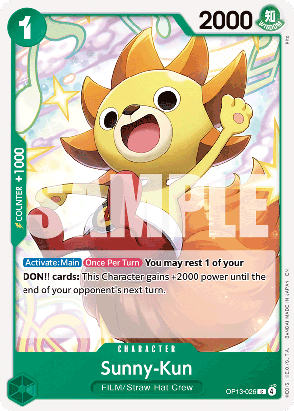 Sunny-Kun OP13-026, the C printing from OP-13 of the One Piece Card Game