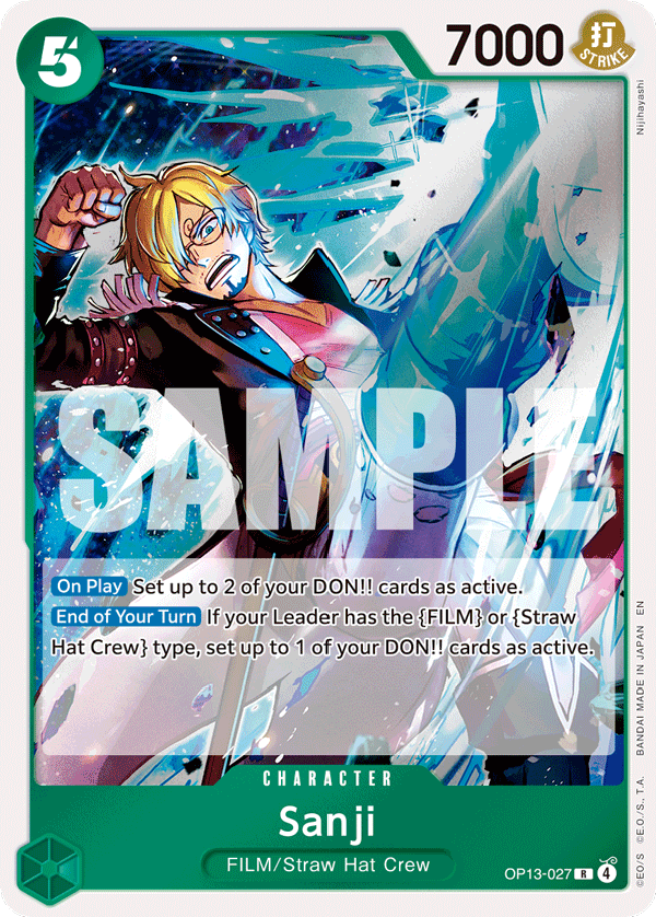 Sanji OP13-027, the R printing from OP-13 of the One Piece Card Game