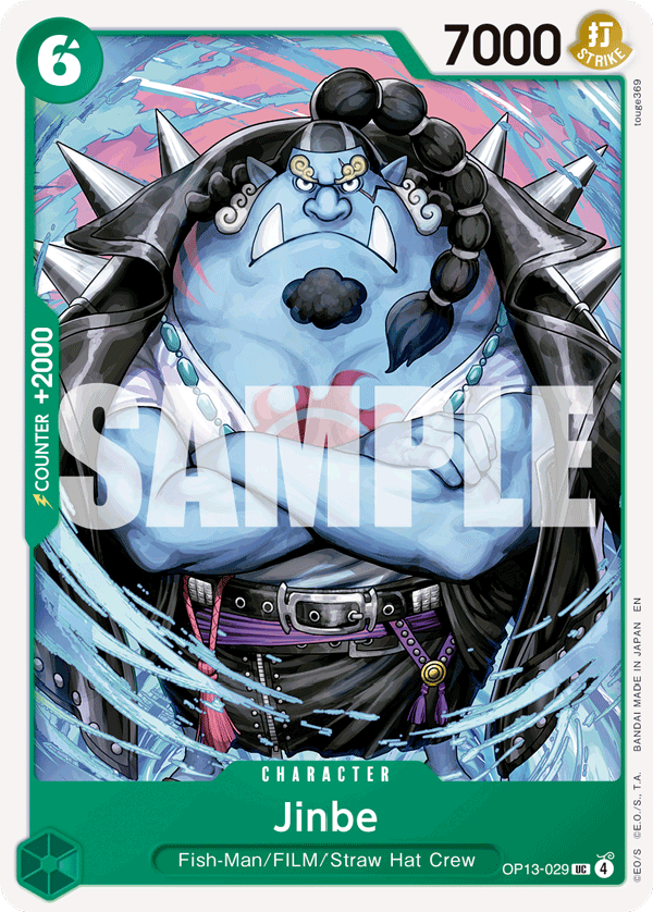 Jinbe OP13-029, the UC printing from OP-13 of the One Piece Card Game