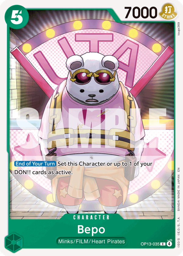 Bepo OP13-035, the C printing from OP-13 of the One Piece Card Game